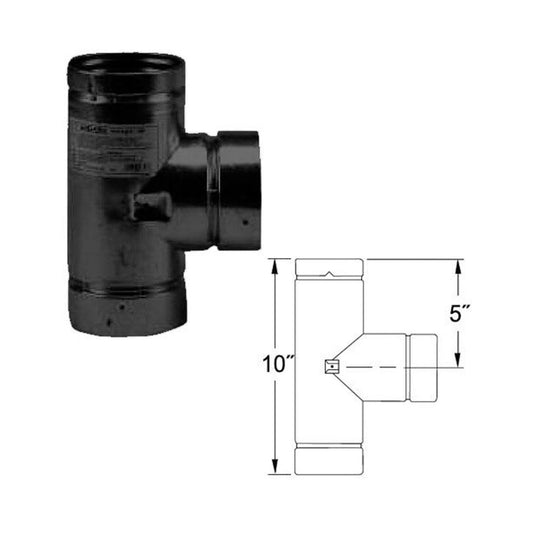 4" Selkirk VP Pellet Vent Pipe Tee with Tee Cap - Black - 4VP-TSB