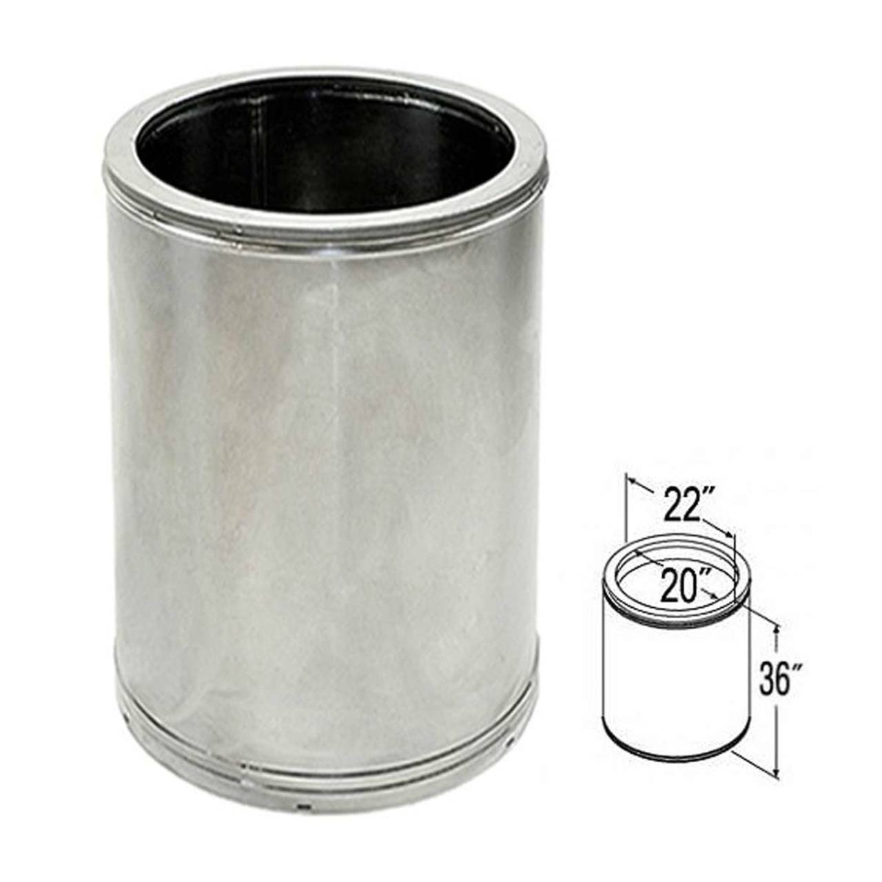 20" x 36" DuraTech Stainless Steel Chimney Pipe - 20DT-36SS