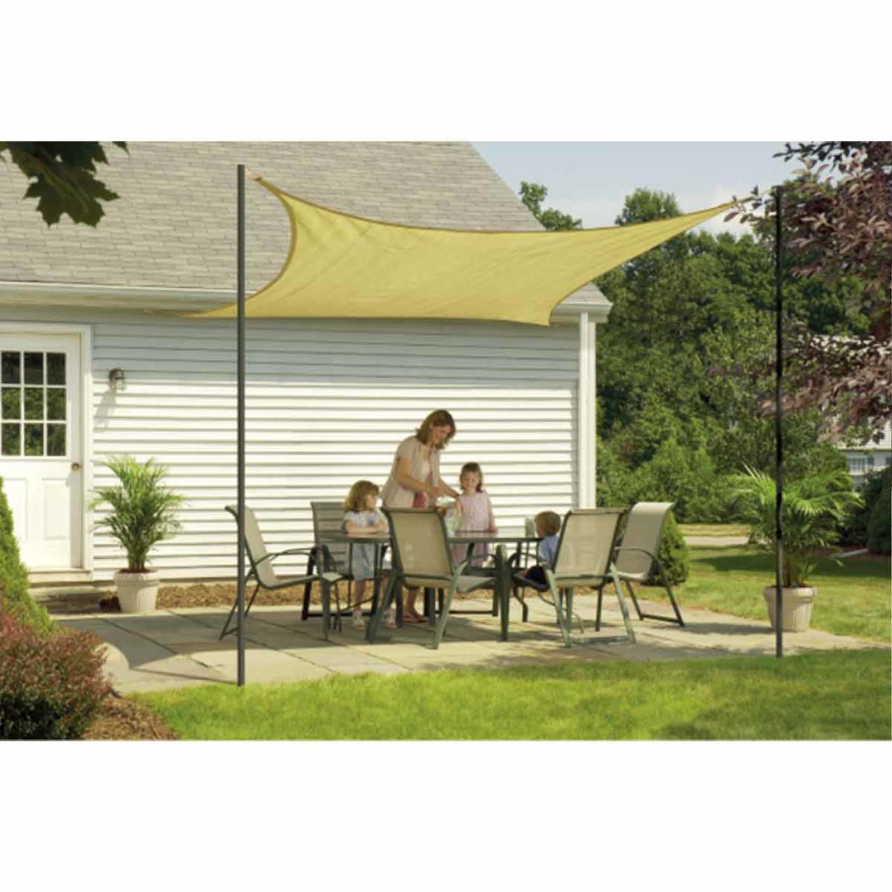 Shelter Logic 16 x 16 Foot Square Sun Shade Sail - Sand