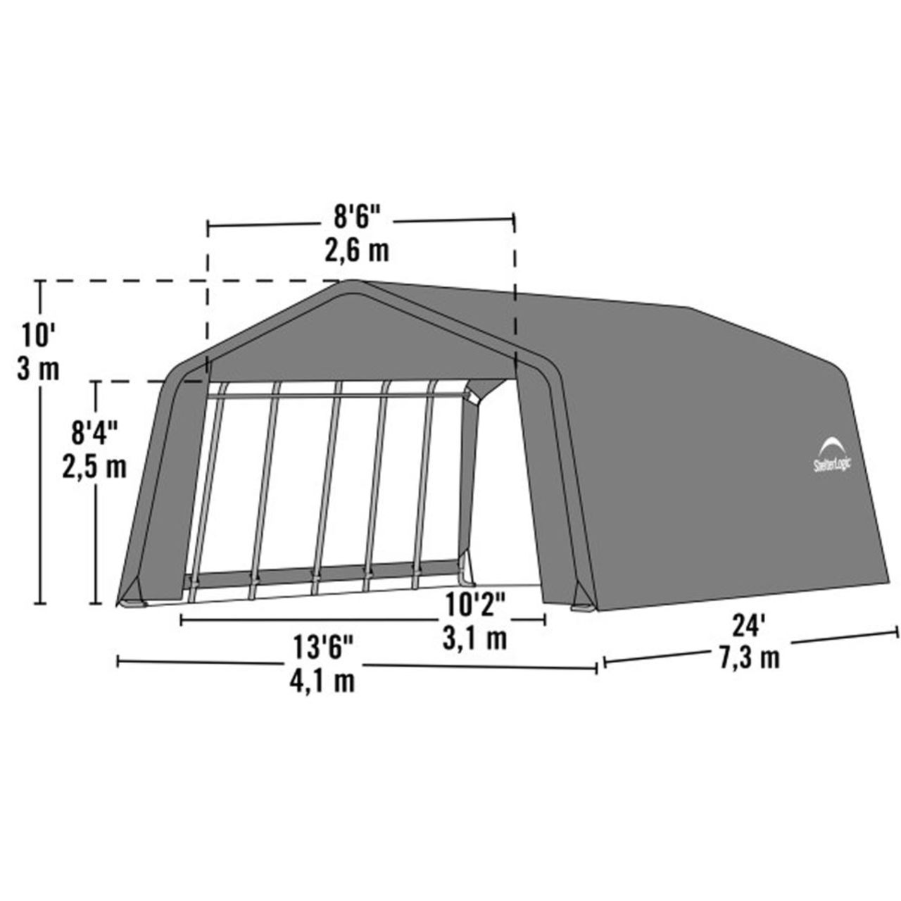 ShelterCoat 13' x 24' Garage With Peak Roof - Gray
