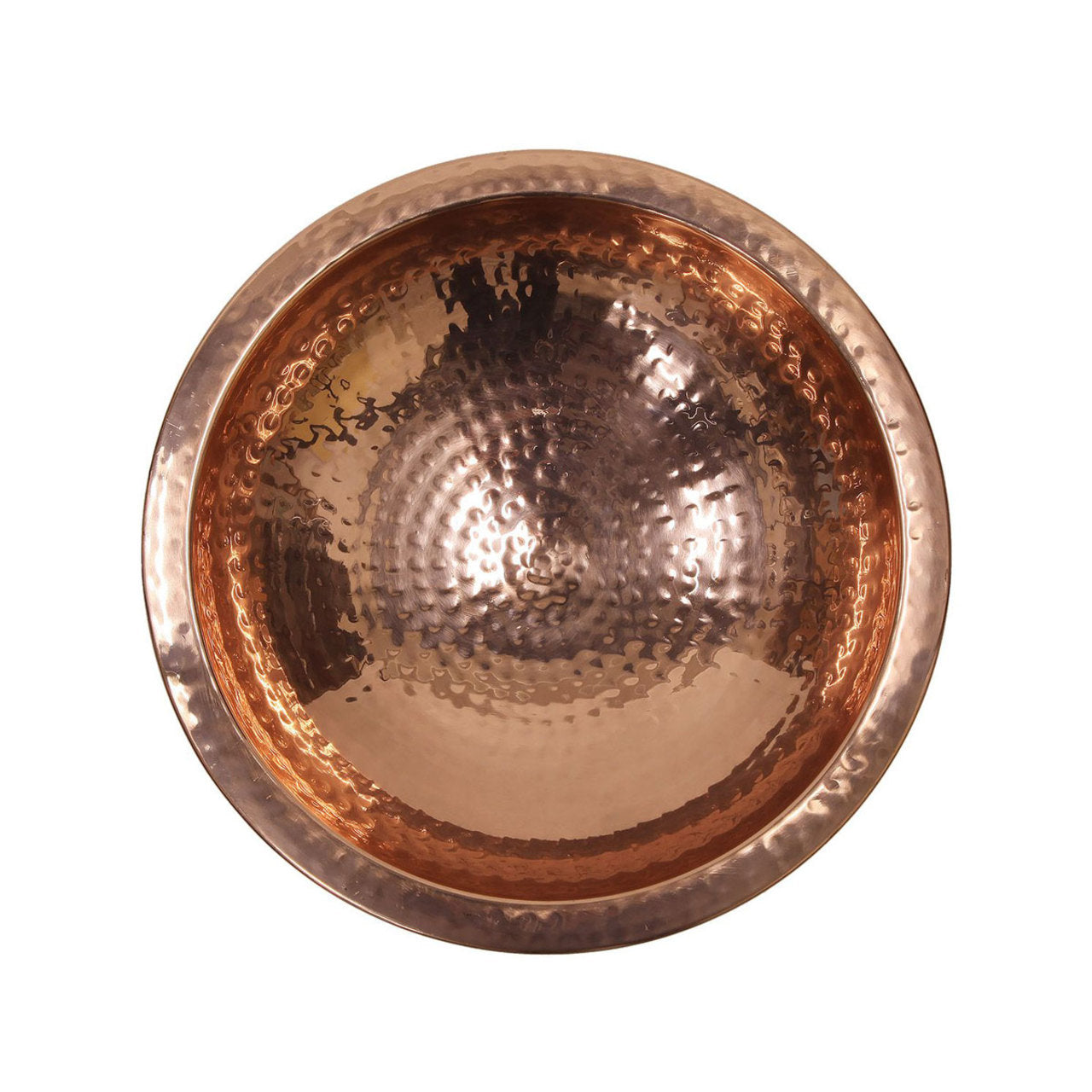 13" Hammered Copper Birdbath Bowl with Rim