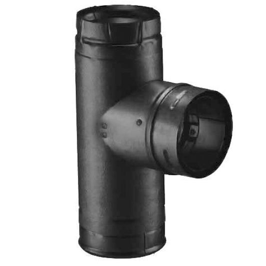 3" PelletVent Pro Black Single Tee with Clean-Out Tee Cap - 3PVP-TB1