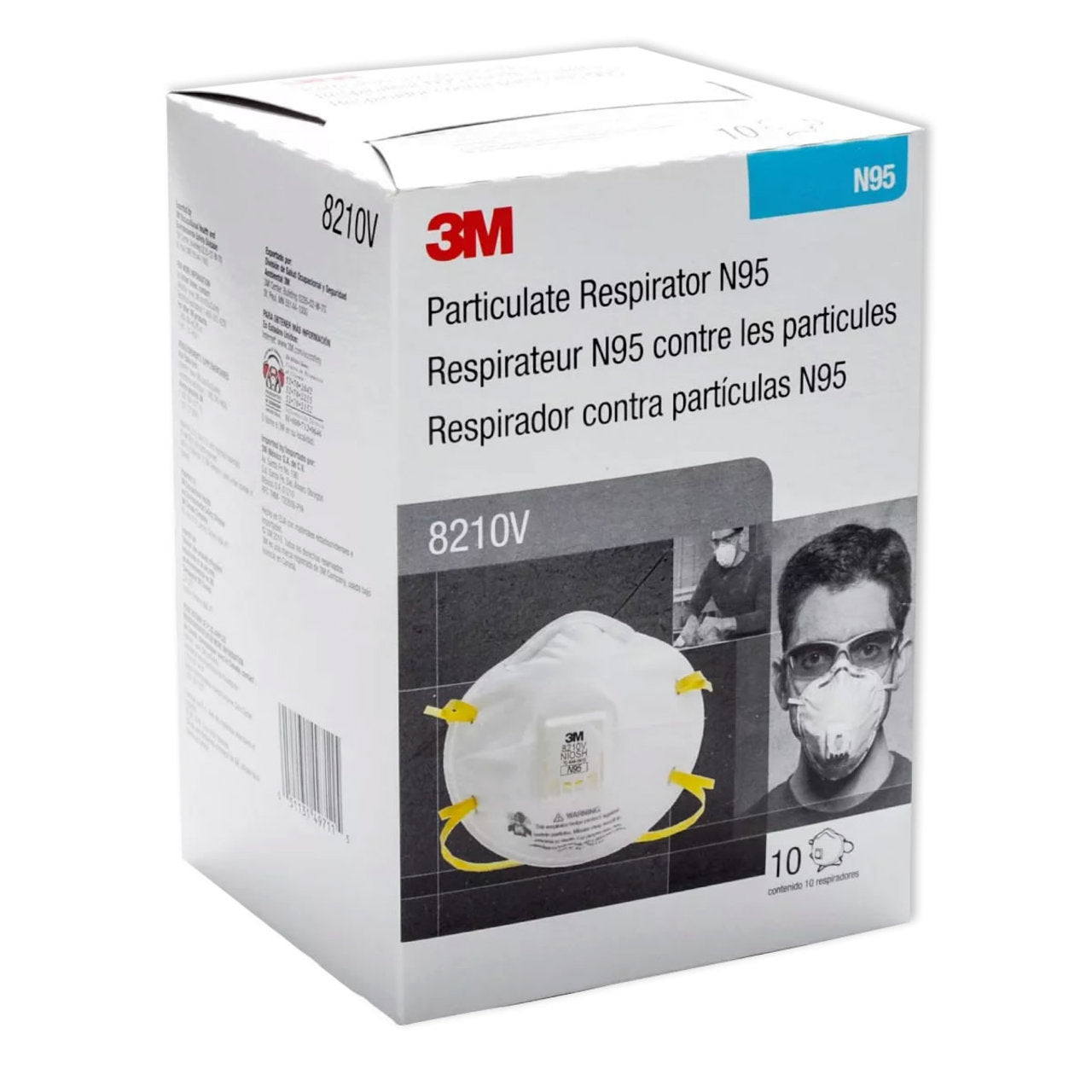 3M N95 Particulate Respirator USA Made, 8210V, White