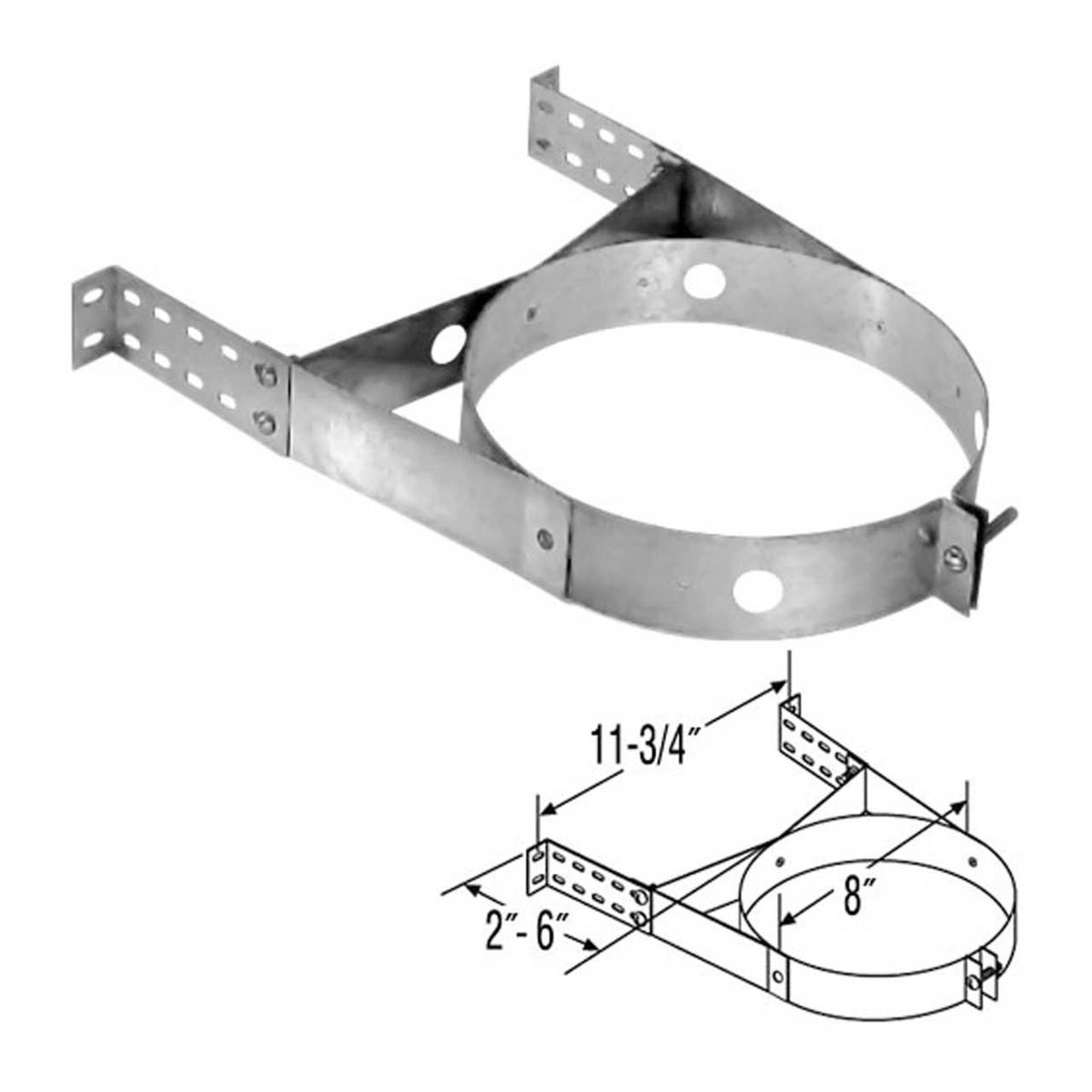 6" DuraTech Adjustable Stainless Steel Wall Strap - 6DT-WSSS