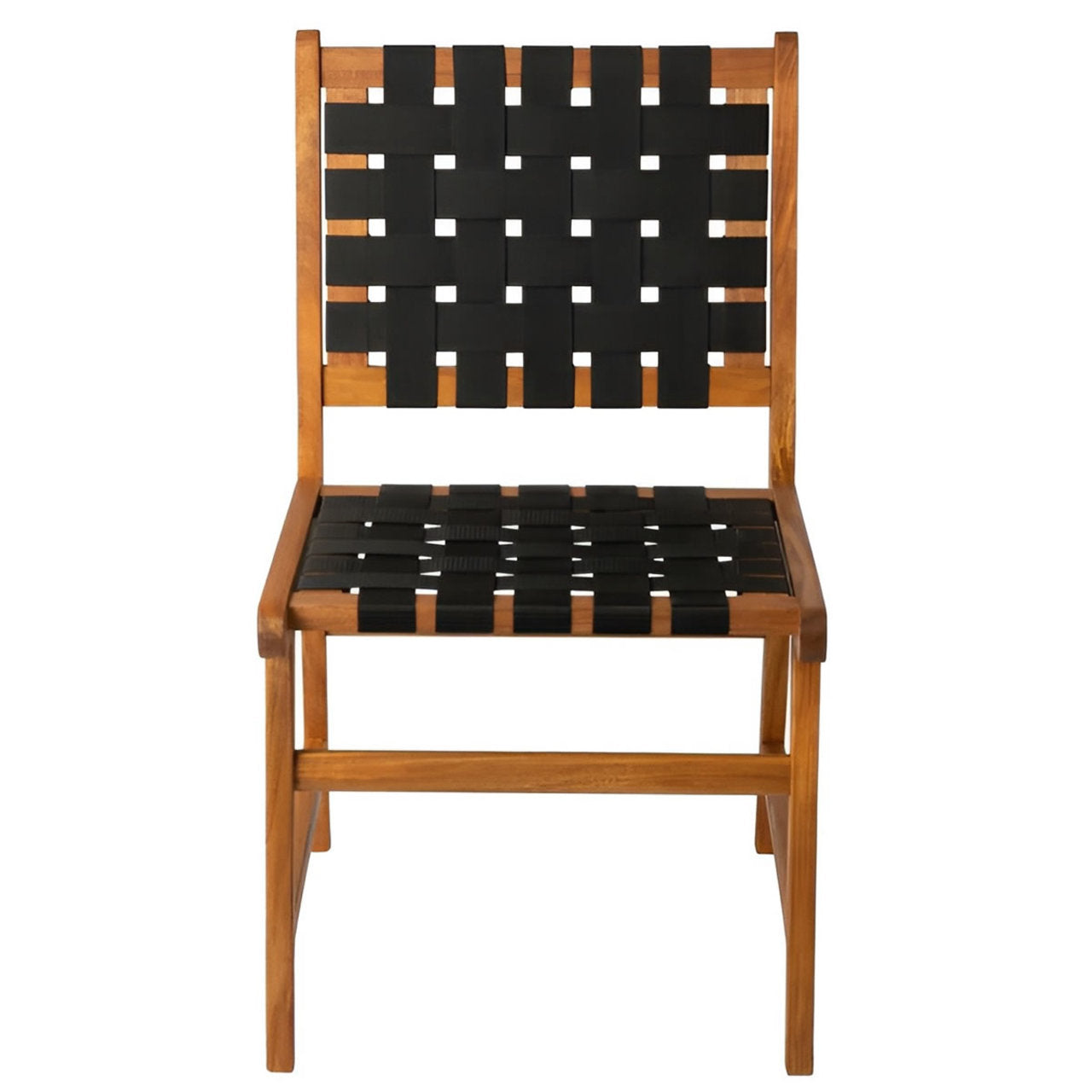 Fire Sense Sava Indoor-Outdoor Armless Dining Side Chair in Black Webbing - 63710