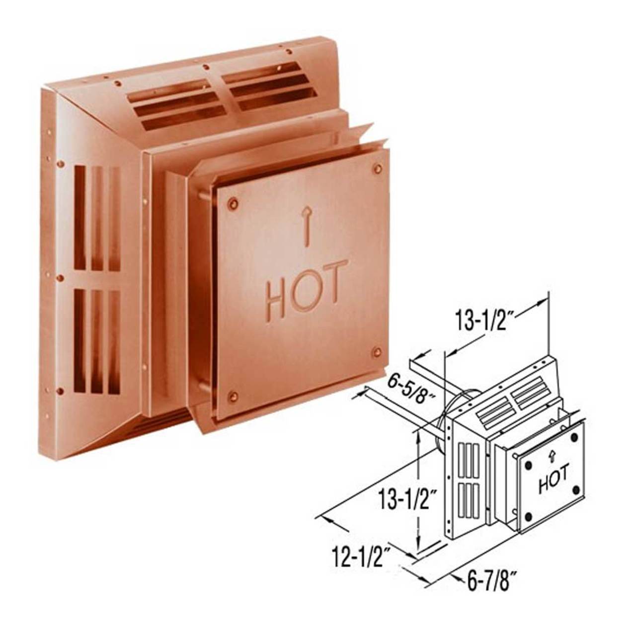 hactec 4'' x 6 5/8'' DirectVent Pro Copper Square Horizontal Termination