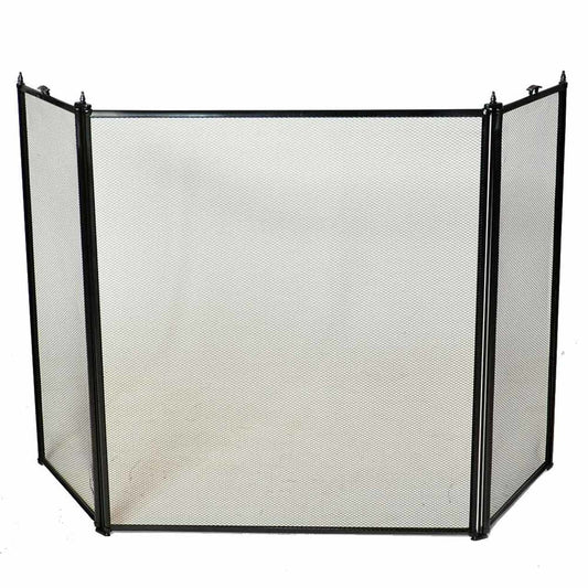 3 Fold Fireplace Screen - Black