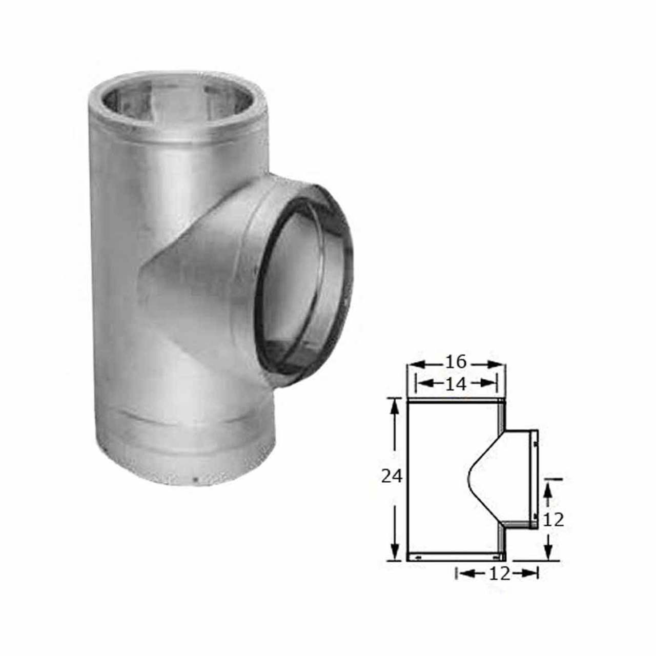 14" DuraTech Stainless Steel Tee with C
