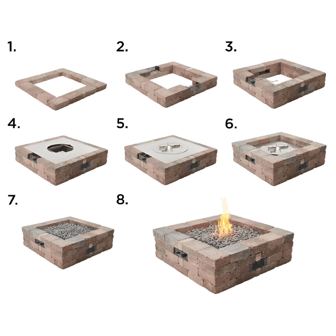 Outdoor Greatroom Bronson Block Square/Round Gas Fire Pit Kit - BRON5151-K/BRON52-K