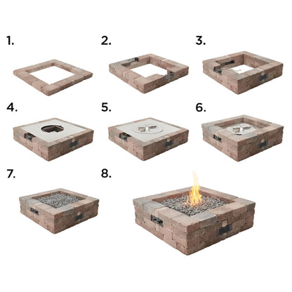 Outdoor Greatroom Bronson Block Square/Round Gas Fire Pit Kit - BRON5151-K/BRON52-K