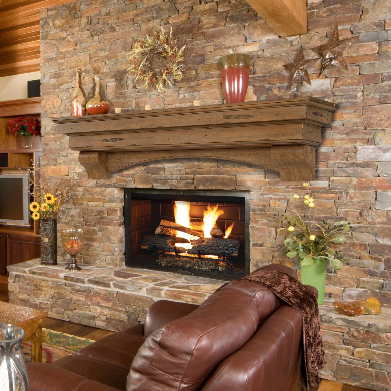 48" Celeste Fireplace Shelf by Pearl Mantels - Dune Distressed Finish