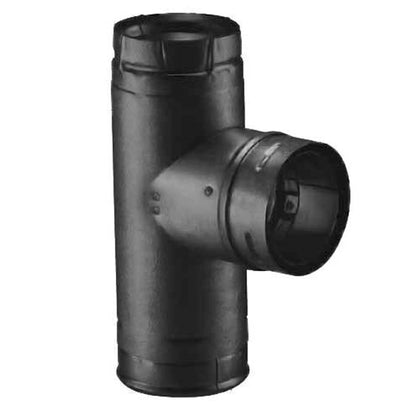 4" PelletVent Pro Black Single Tee with Clean-Out Tee Cap - 4PVP-TB1