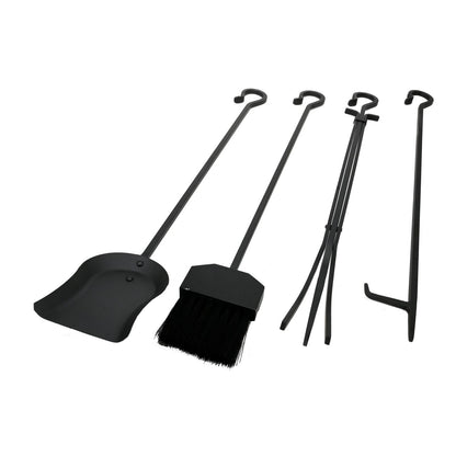 Pilgrim 5 Piece Forged Hearth Fireplace Tools - Matte Black
