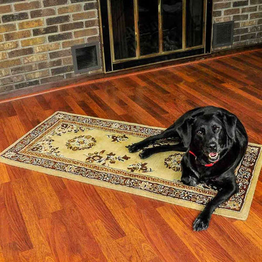 56" Rectangle Beige Oriental Fireplace Rug