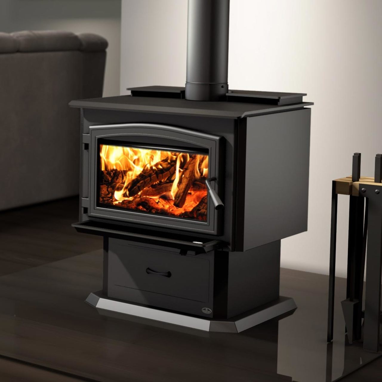 Osburn 3500 Metallic Black EPA Wood Stove with Blower - OB03500