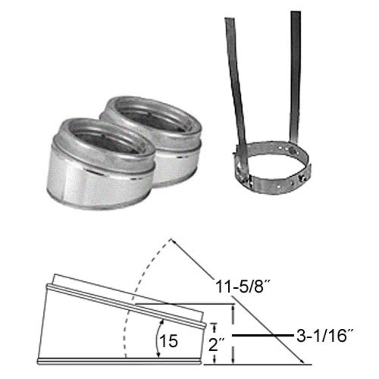6" Selkirk 15 Degree Galvanized Elbow Kit - 206206G