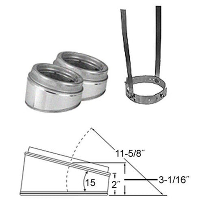 6" Selkirk 15 Degree Galvanized Elbow Kit - 206206G