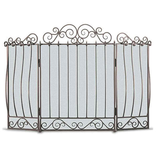 Pilgrim Villa Three Panel Fireplace Screen - Brushed Bronze