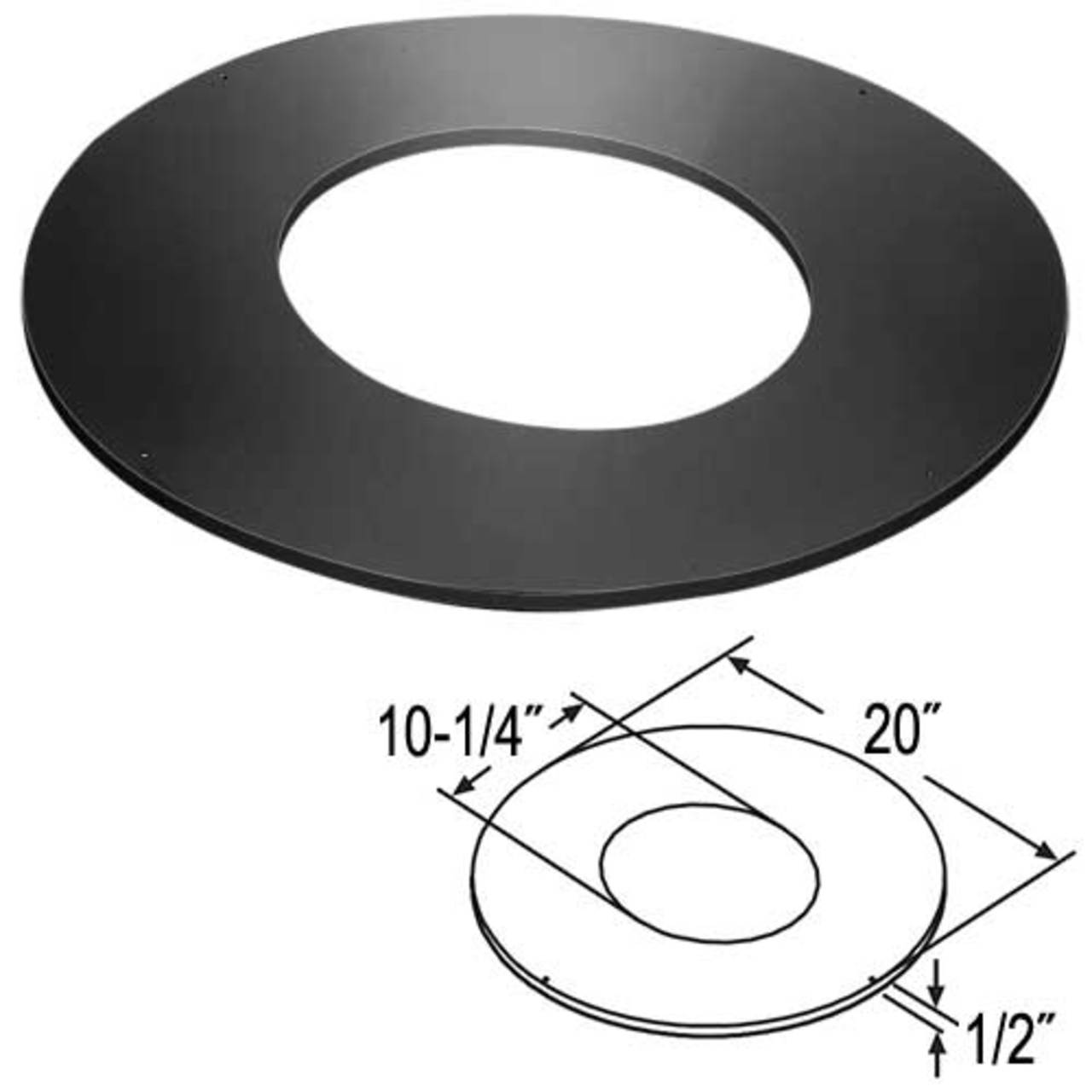 8" DuraTech 0/12 - 3/12 Roof Support Trim Collar - 8DT-RSTC3