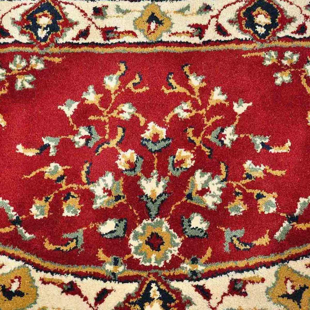 56" Half Round Burgundy Oriental Fireplace Rug