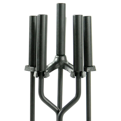 5 Piece Black Wrought Iron Fireplace Tool Set - F-1070