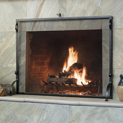 Large 50" Single Panel Black Wrought Iron Screen