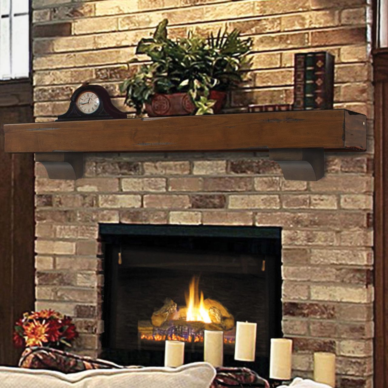 72" Shenandoah Fireplace Shelf by Pearl Mantels - Cherry Distressed Finish