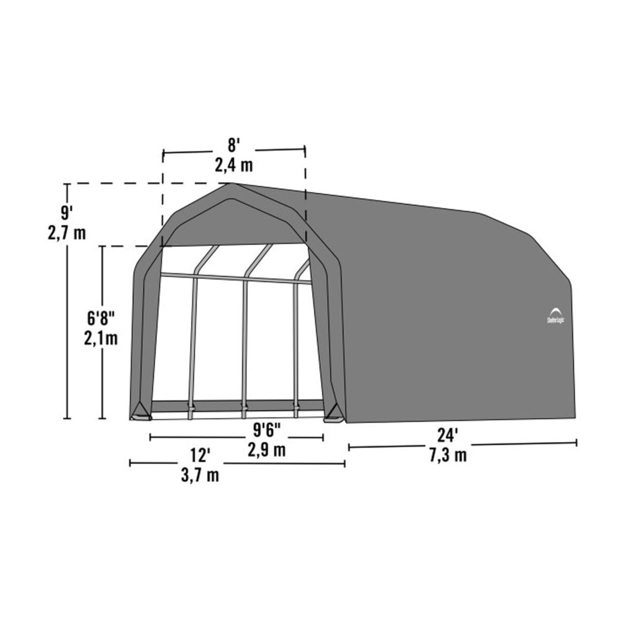 ShelterCoat 12' x  24' Garage Barn - Green - 97154
