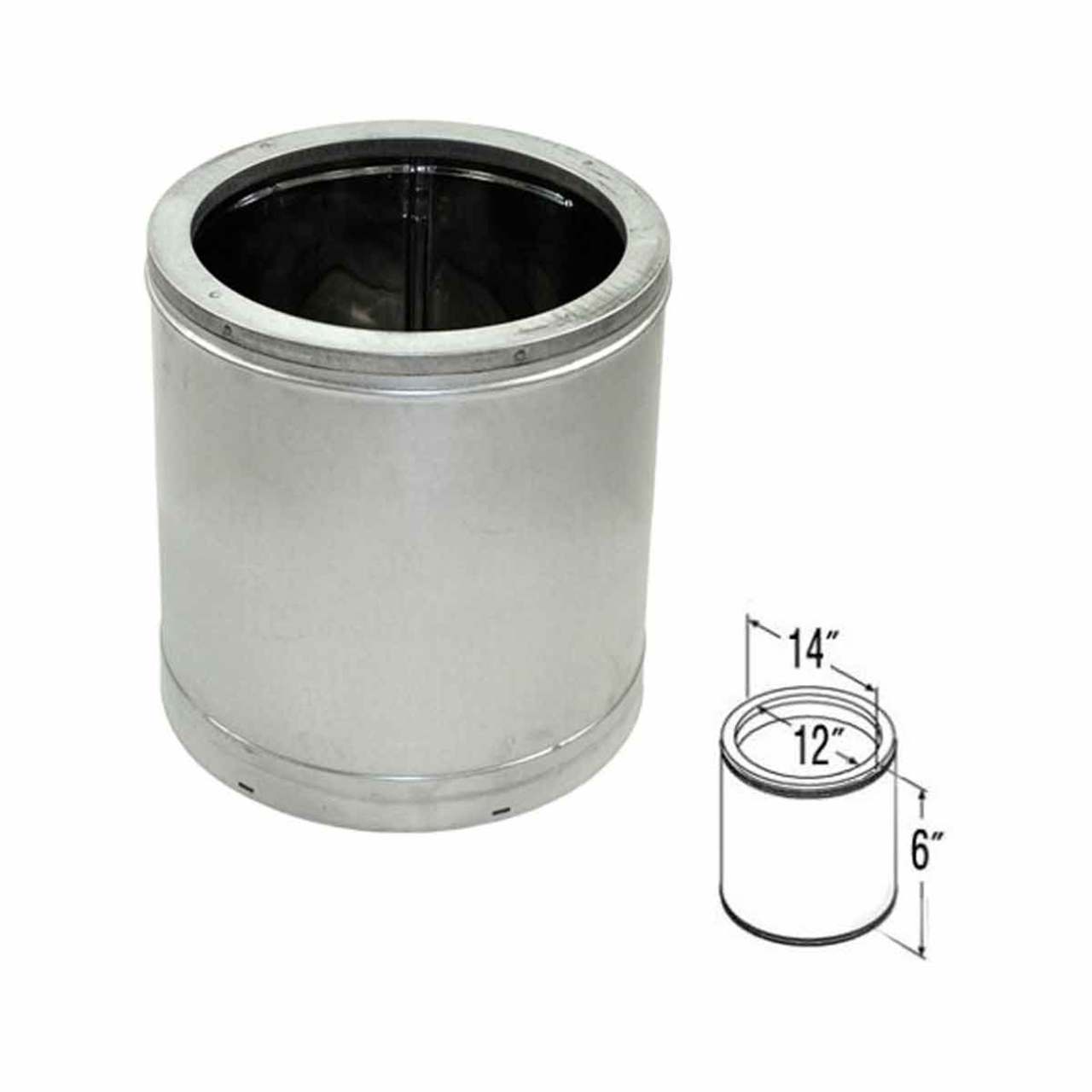 12" x 6" DuraTech Galvanized Chimney Pipe - 12DT-06