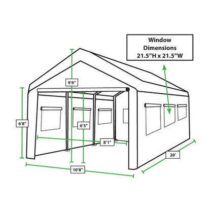 King Canopy  10 x 20 White 8 Leg Enclosed Canopy