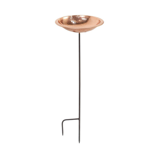 13" Hammered Copper Birdbath Bowl with Stake