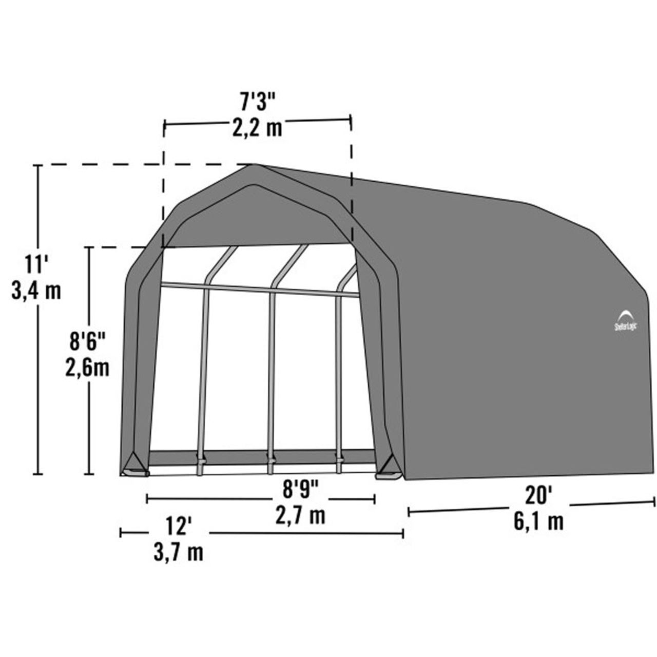 ShelterCoat 12' x  20' Garage Barn - Green