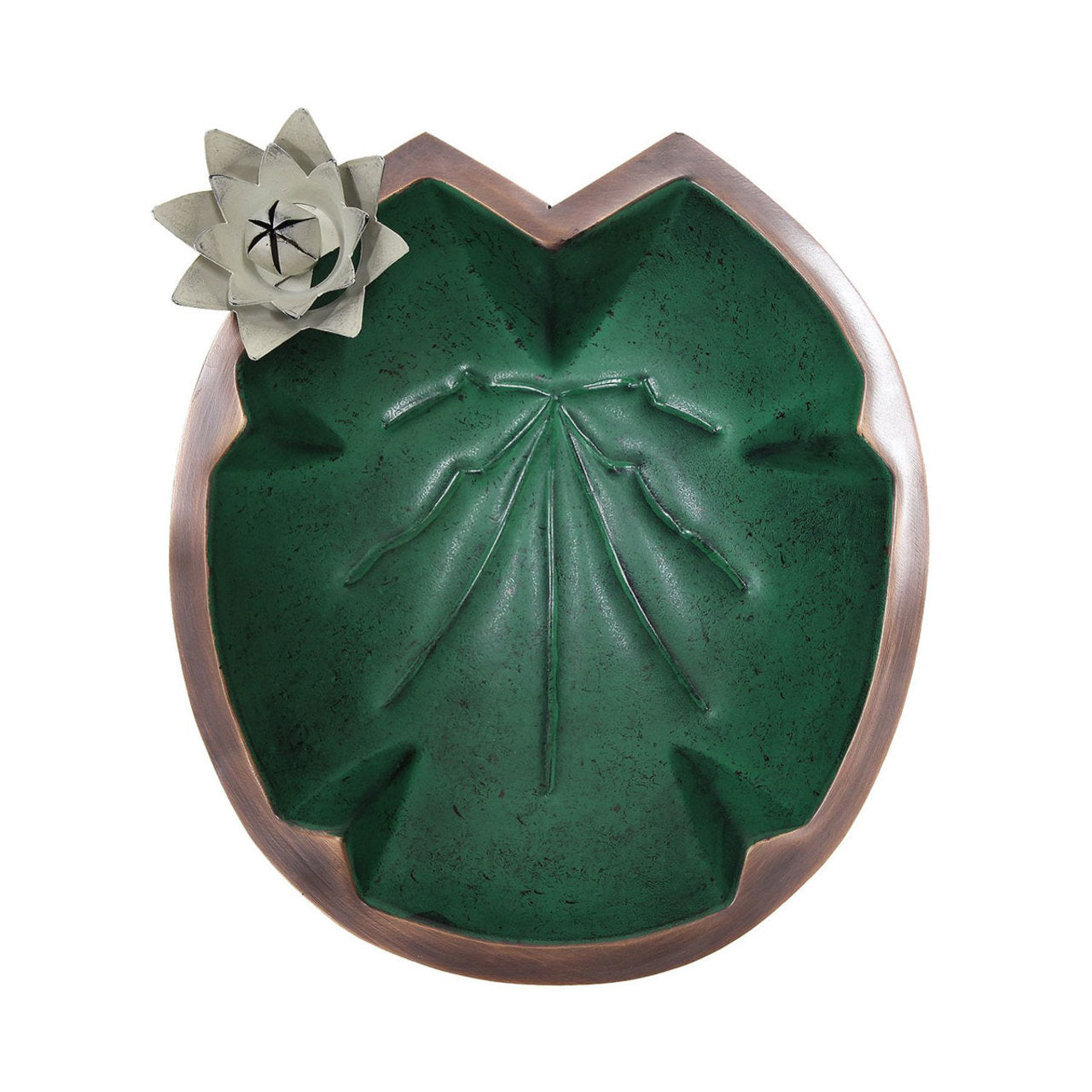 12.5" Lilypad Birdbath with Rail Mount Bracket - Green