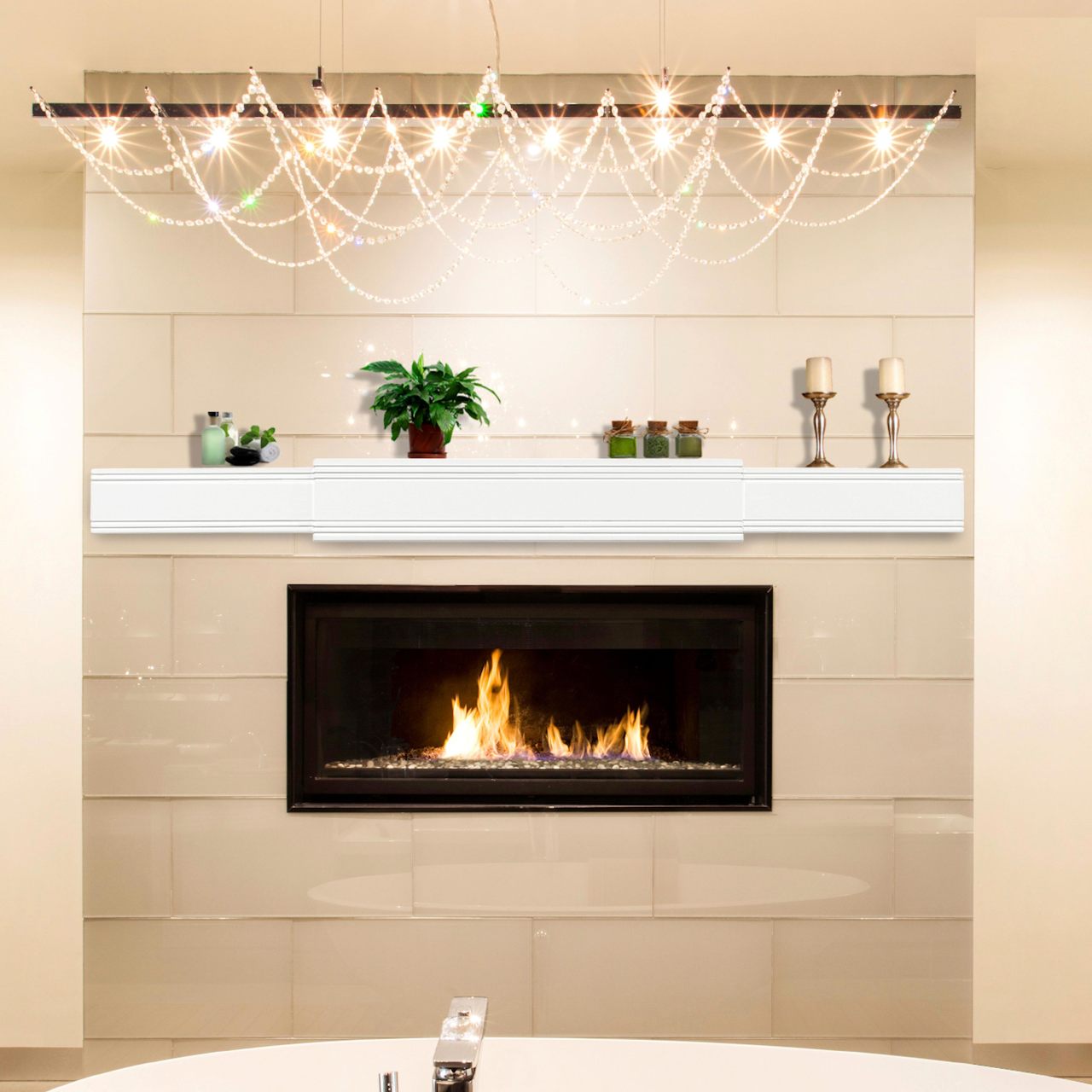 Adjustable Emory Surround Shelf by Pearl Mantels - White