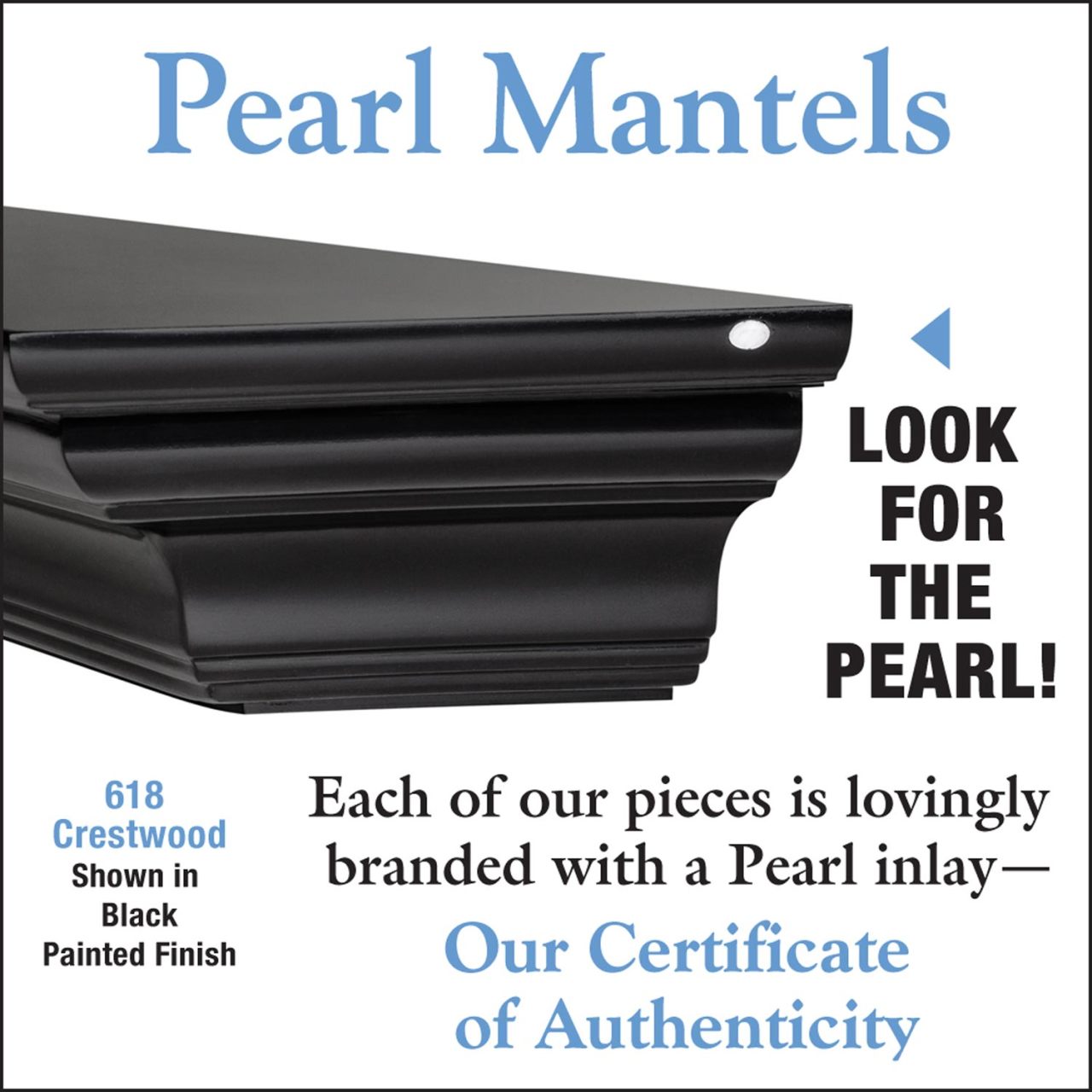 60" Crestwood MDF Fireplace Shelf by Pearl Mantels - Black Paint Finish