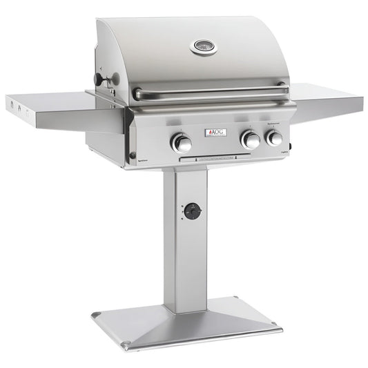 AOG 24" Patio Post Stainless Steel Grill with Rotisserie Backburner NG-PL