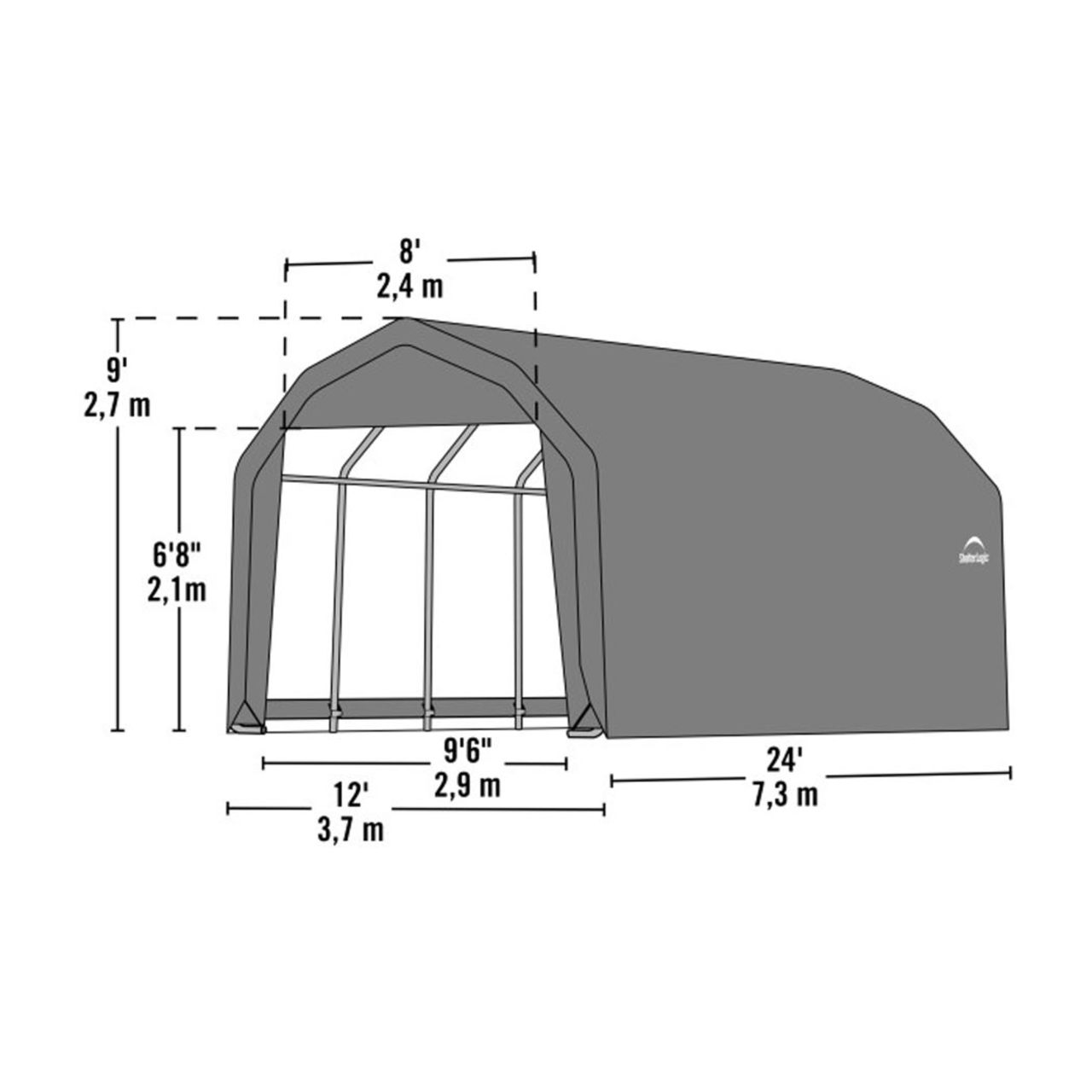 ShelterCoat 12' x  24' Garage Barn - Gray - 97153
