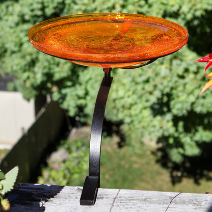 12-in. Birdbath Mandarin Orange Crackle Glass Bowl