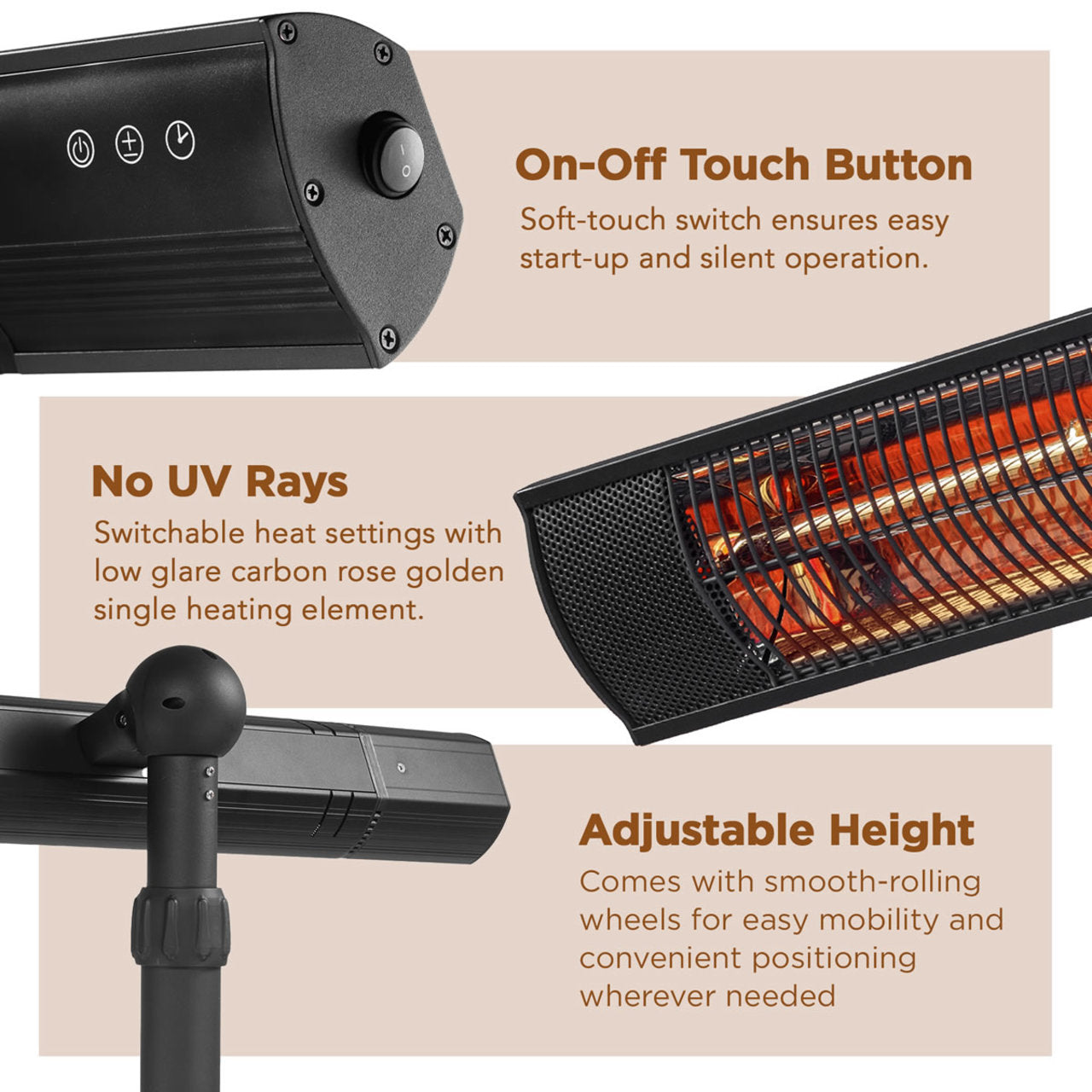 Fire Sense Pole Mounted Electric Patio Heater - 64910