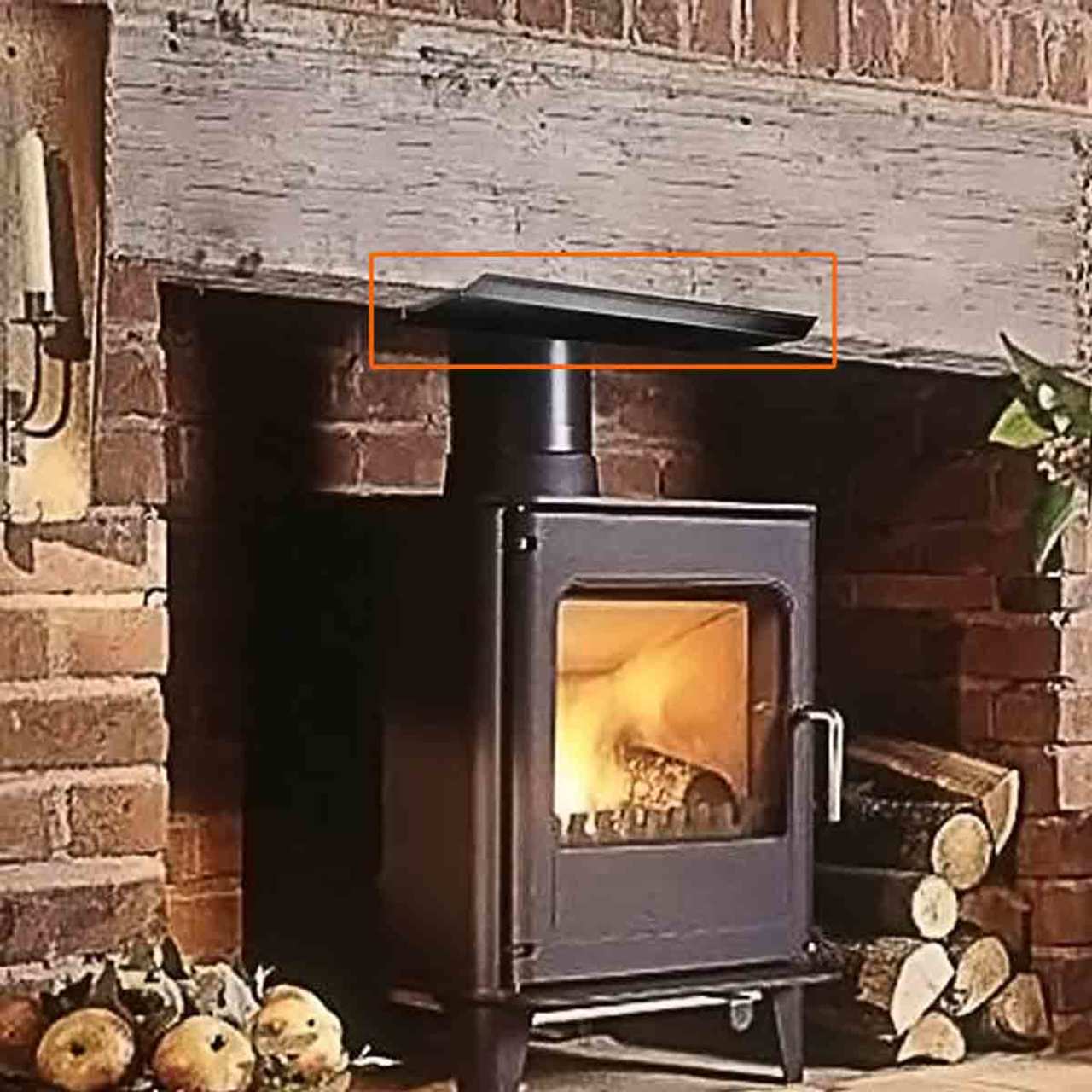 HomeSaver Mantel Shield - Black - 47" w/ Angled Lip