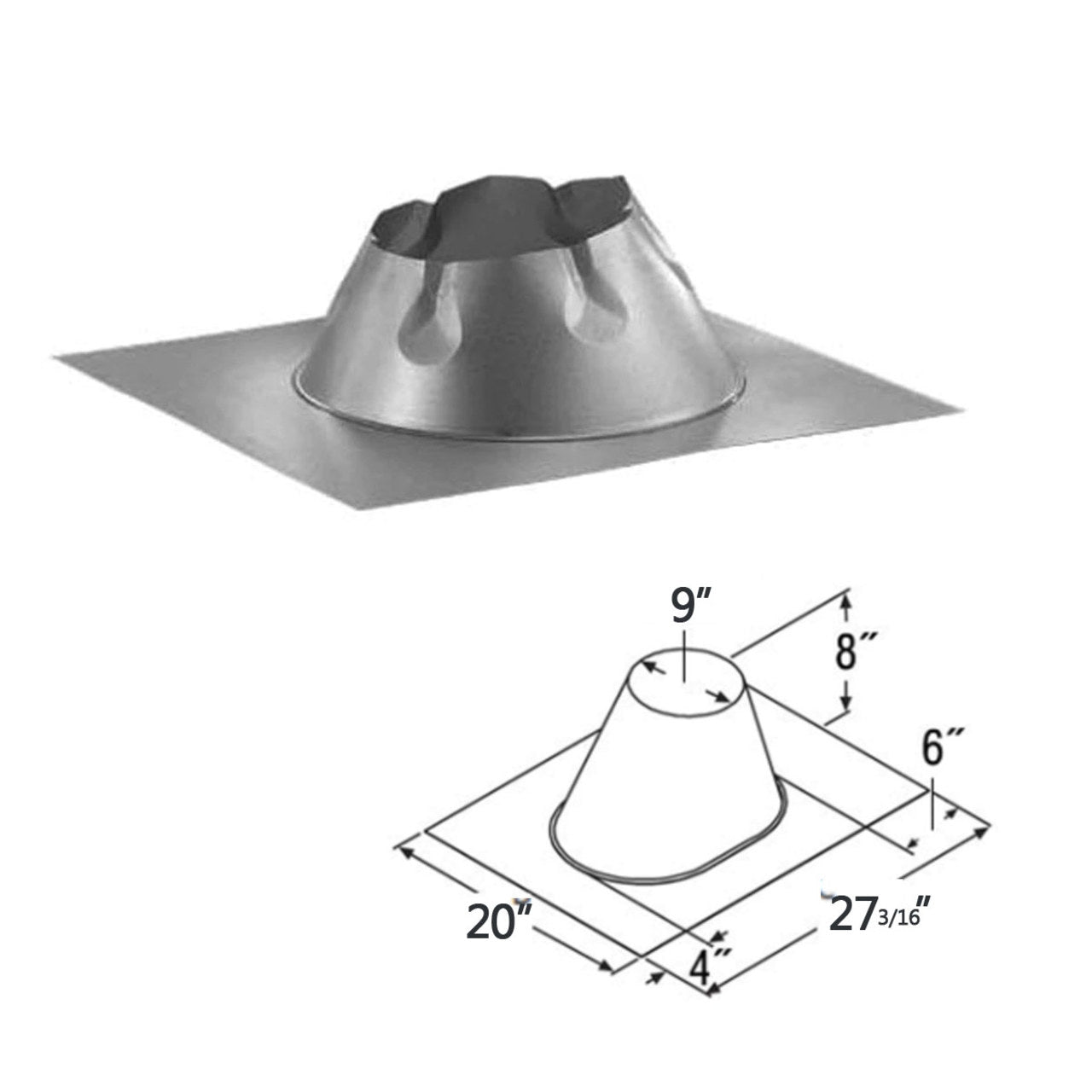 6" DuraTech 0/12 - 6/12 Metal Roof Flashing - 6DT-F6DSA