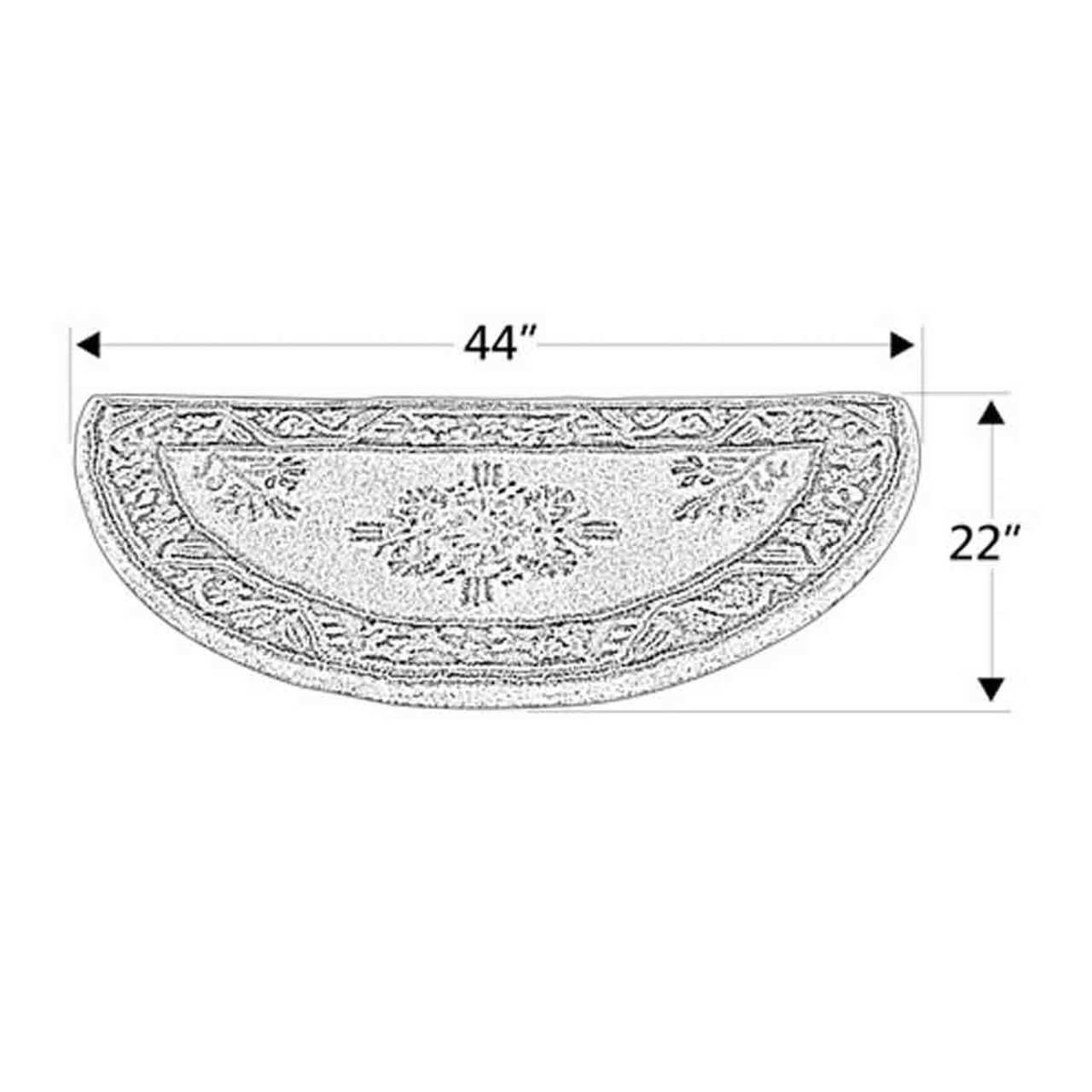 44" Half Round Vermillion Jardin Fireplace Rug