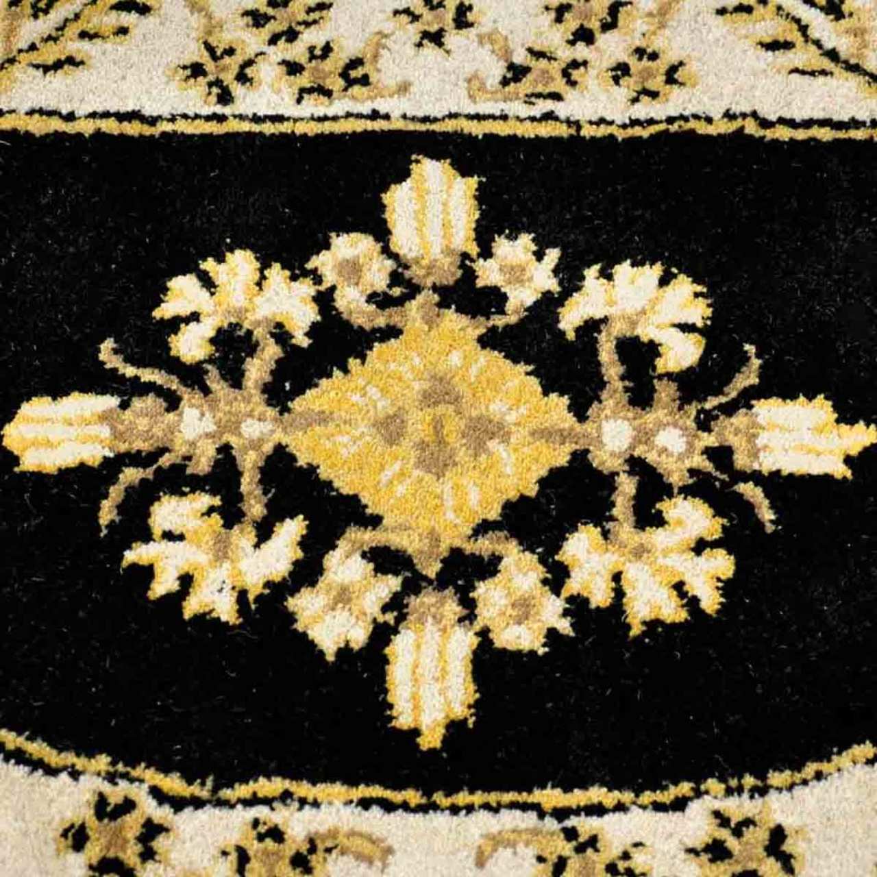 44" Half Round Noir Jardin Fireplace Rug