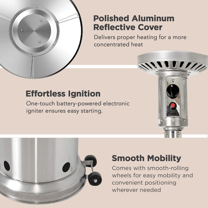 Fire Sense Stainless Steel Patio Heater with LED Table - 65046