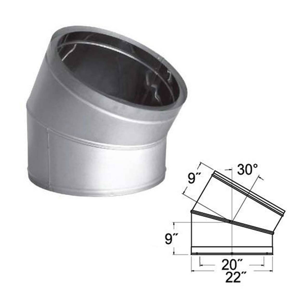 20'' DuraTech 30 Degree Stainless Steel Elbow - 20DT-E30SS