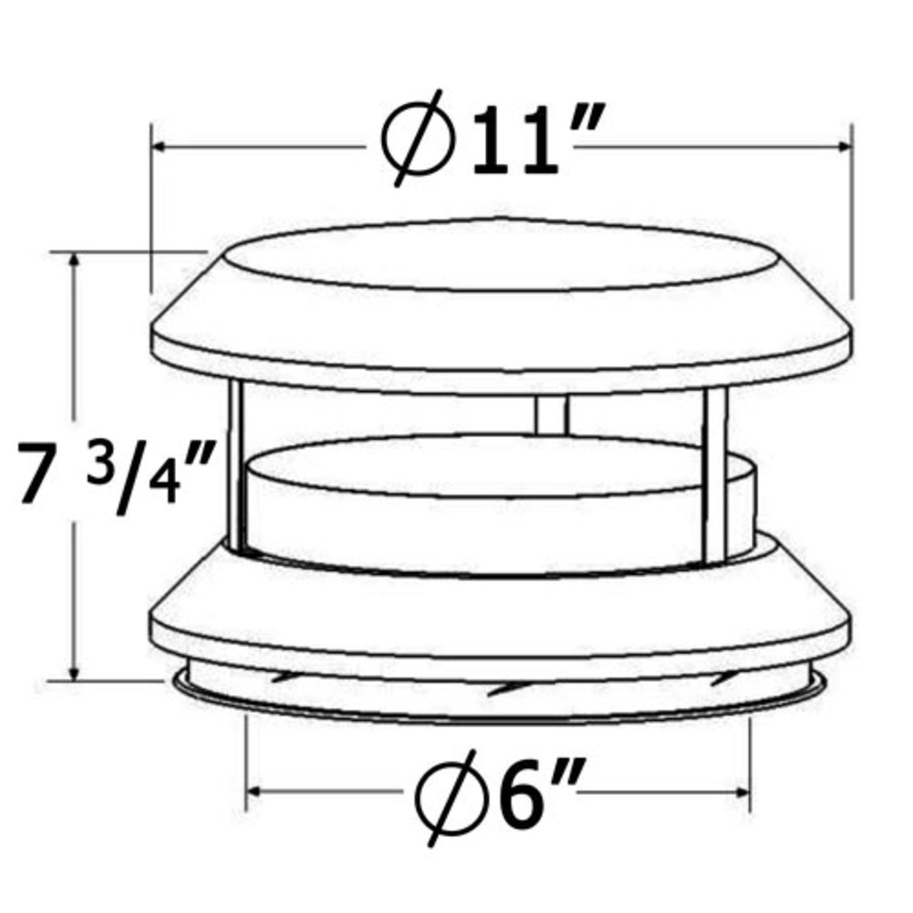 Shasta Vent 6 Inch Deluxe Round Chimney Cap