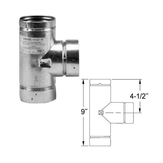 3" Selkirk VP Pellet Vent Pipe Tee with Tee Cap - 3VP-TS