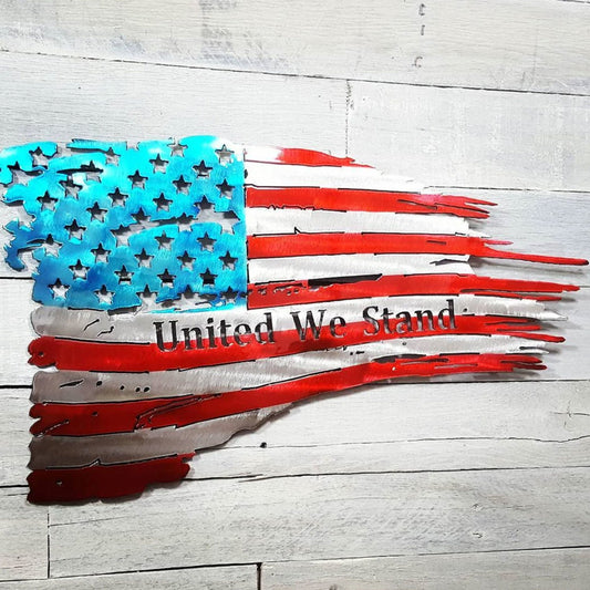 24" Decorative Metal Art - Customizable Tattered Flag