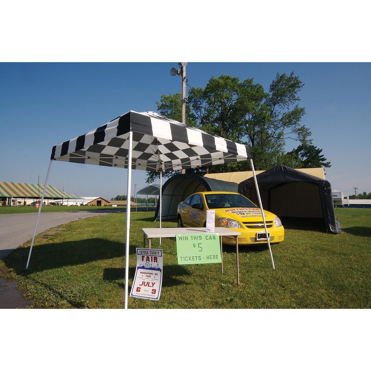 Pop-Up HD 10' x 10' Slant Leg Canopy -  Checkered Flag