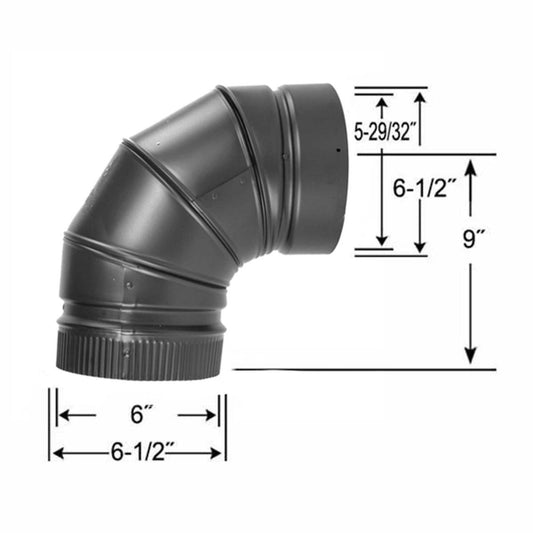 6" DSP Double Wall 90 Degree Elbow